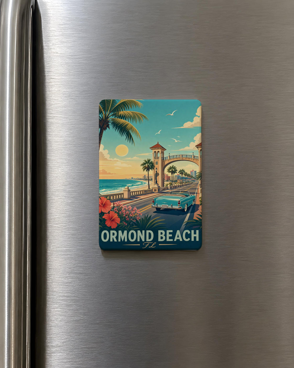 Ormond Beach FL Fridge Magnet, Ormond Beach Florida Souvenir Magnet, Beach Town Travel Gift, Coastal Vacation Keepsake Magnet