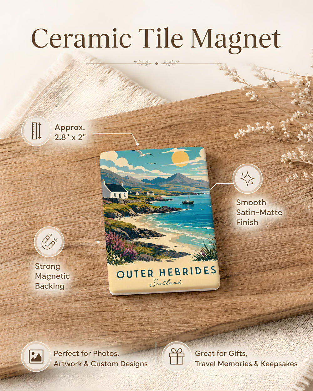Outer Hebrides Scotland Fridge Magnet, Scottish Isles Souvenir Magnet, Hebrides Travel Keepsake, Scotland Island Magnet