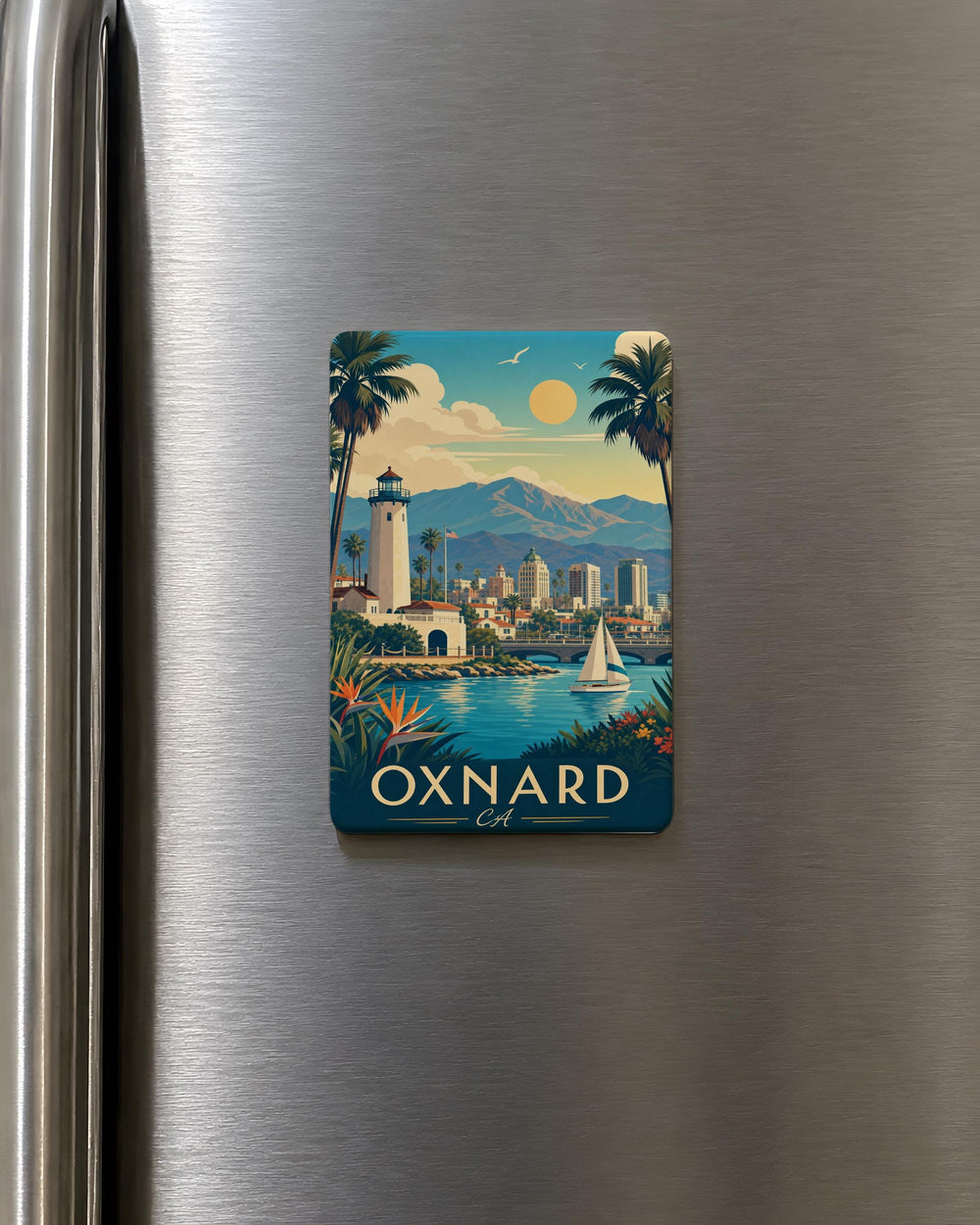 Oxnard CA Fridge Magnet, Oxnard California Souvenir Magnet, Ventura County Travel Keepsake, Coastal City Gift