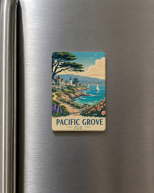Pacific Grove CA Fridge Magnet, California Coastal Town Souvenir Magnet, Monterey Peninsula Travel Keepsake Gift