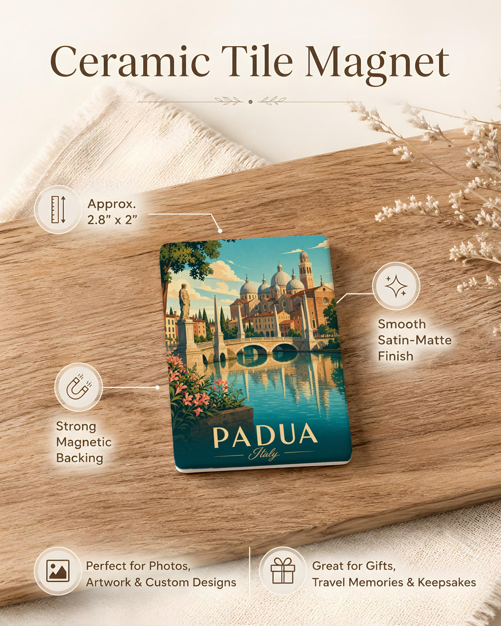 Padua Italy Fridge Magnet, Padova Souvenir Magnet, Italy Travel Gift, Padua Landmark Keepsake Magnet, Italian City Magnet