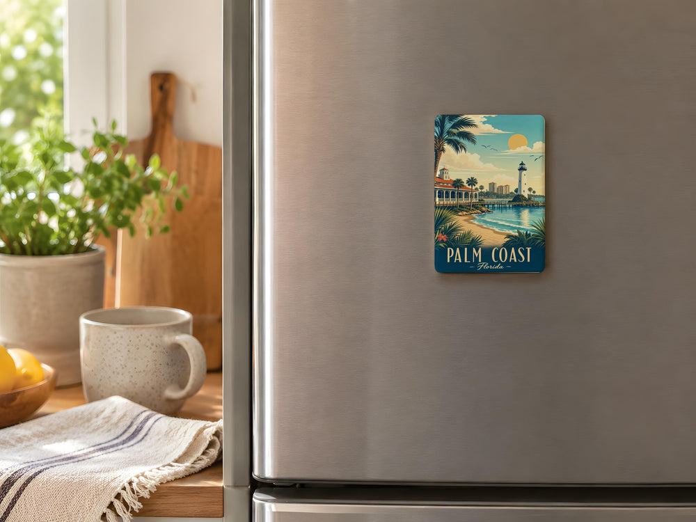 Palm Coast FL Fridge Magnet, Palm Coast Florida Souvenir Magnet, Coastal Town Travel Keepsake Gift