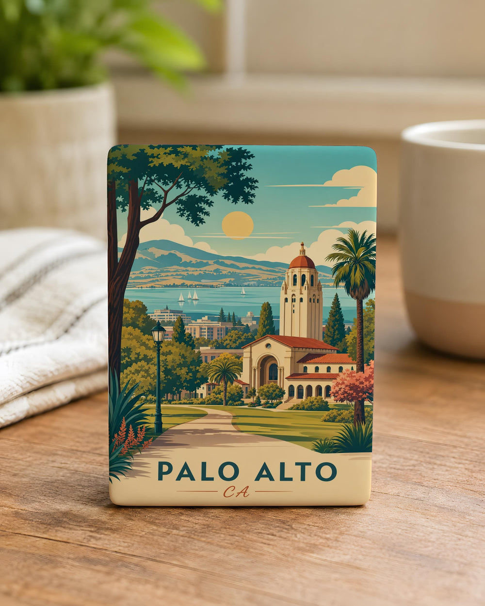 Palo Alto CA Fridge Magnet, Palo Alto California Souvenir Magnet, Bay Area Travel Gift, City Landmark Keepsake Magnet