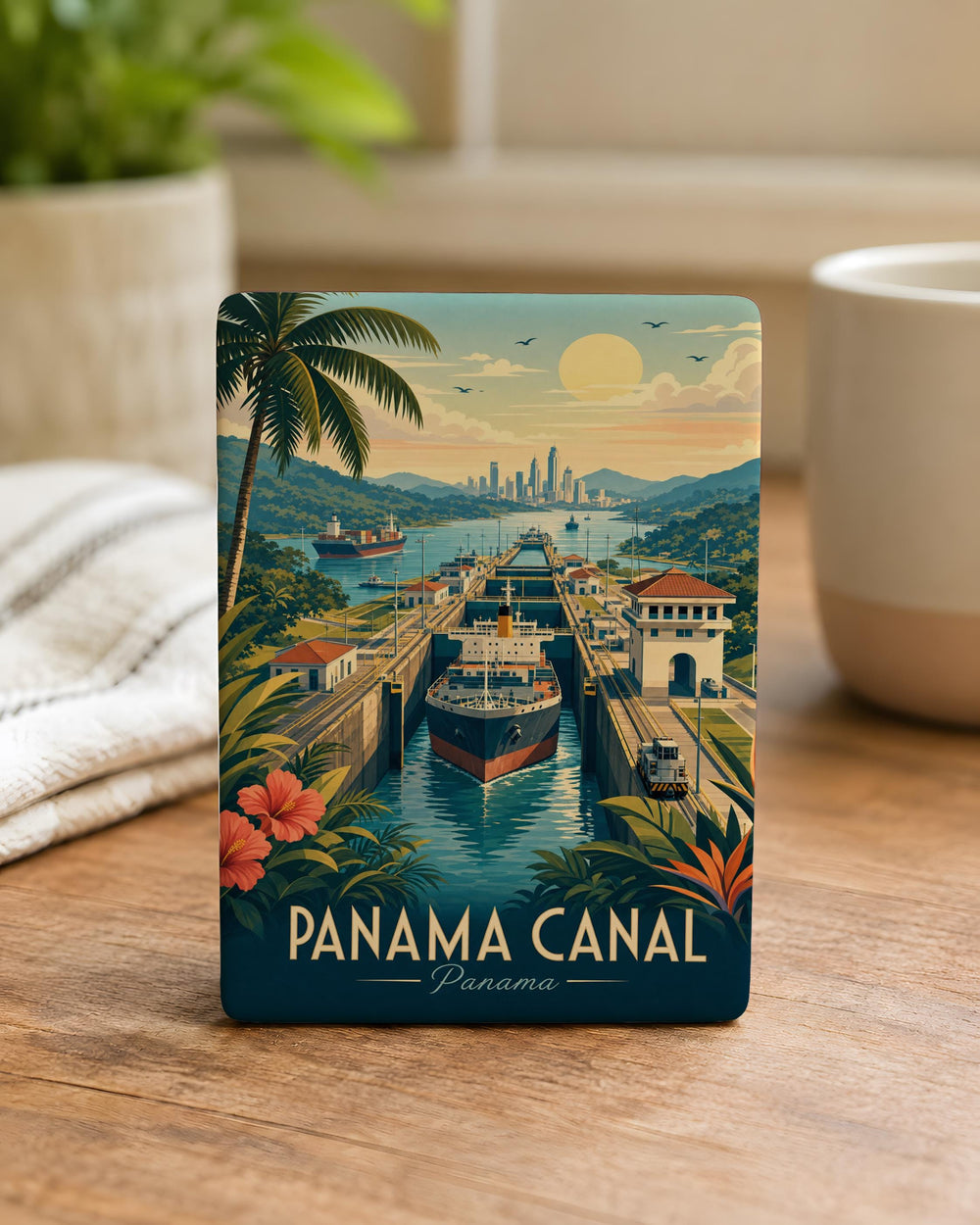 Panama Canal Fridge Magnet, Panama Souvenir Magnet, Canal Locks Travel Gift, Central America Landmark Refrigerator Magnet
