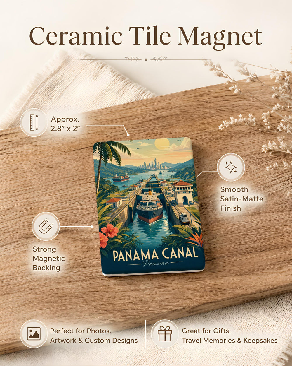 Panama Canal Fridge Magnet, Panama Souvenir Magnet, Canal Locks Travel Gift, Central America Landmark Refrigerator Magnet