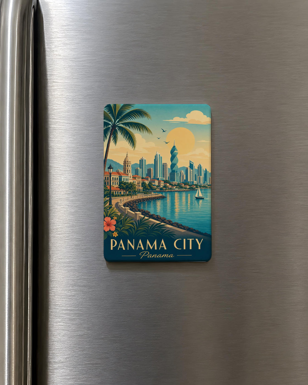 Panama City Panama Fridge Magnet, Panama Canal Landmark Souvenir, Travel Keepsake Magnet, Panama City Gift