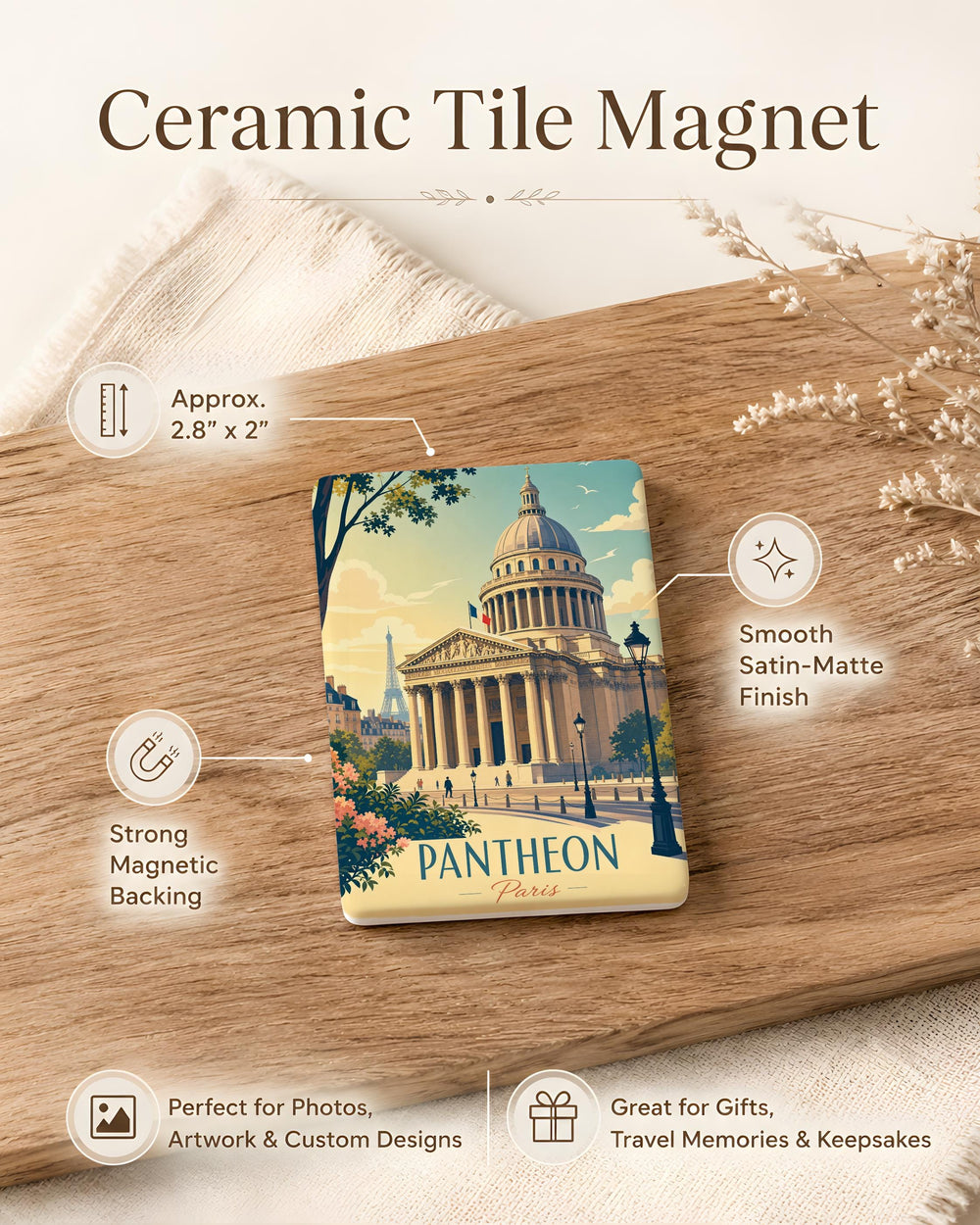 Pantheon Paris Fridge Magnet, Paris Landmark Souvenir Magnet, France Travel Gift, Paris Architecture Magnet, Paris Memorabilia