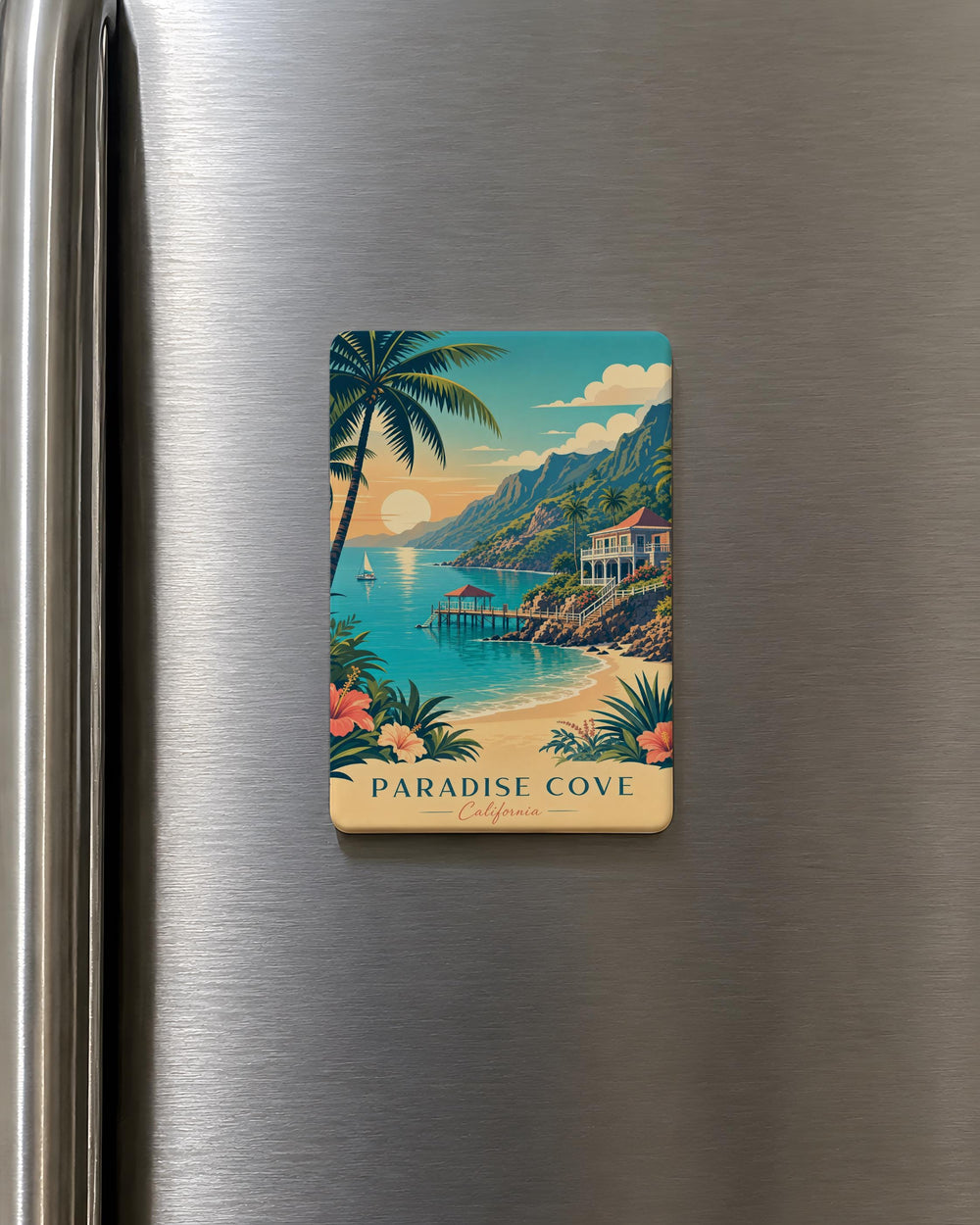 Paradise Cove Fridge Magnet, Coastal Beach Cove Scene Souvenir Magnet, Seaside Vacation Decor, Ocean Getaway Gift
