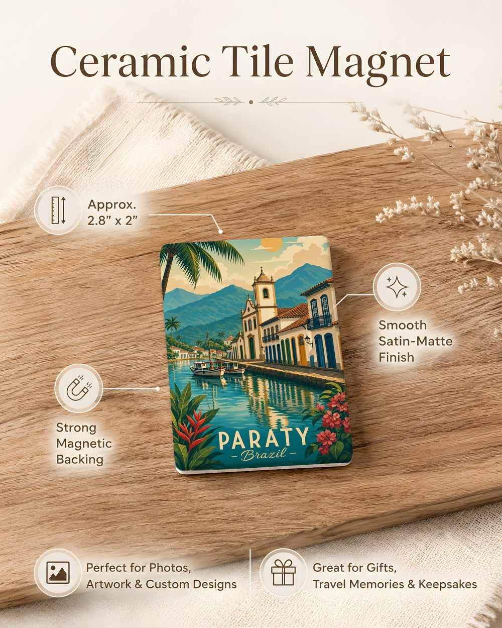 Paraty Brazil Fridge Magnet, Paraty Historic Town Souvenir Magnet, Paraty Travel Gift, Brazil Vacation Keepsake Magnet