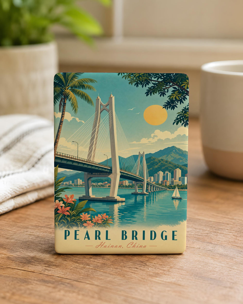 Pearl Bridge Fridge Magnet, Bridge Landmark Souvenir Magnet, Scenic River Crossing Keepsake, Travel Gift Magnet