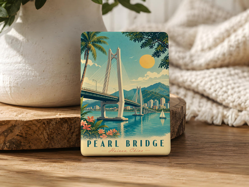 Pearl Bridge Fridge Magnet, Bridge Landmark Souvenir Magnet, Scenic River Crossing Keepsake, Travel Gift Magnet