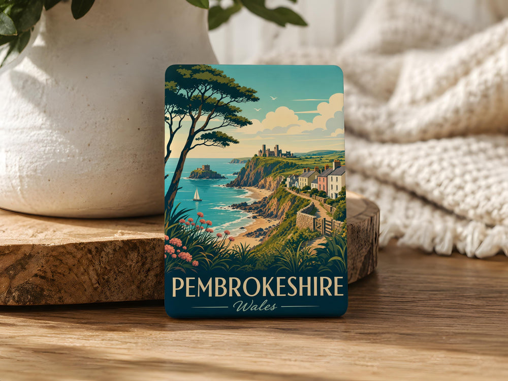 Pembrokeshire Wales Fridge Magnet, Pembrokeshire Coast Souvenir Magnet, Wales Travel Gift, Coastal Wales Keepsake Magnet