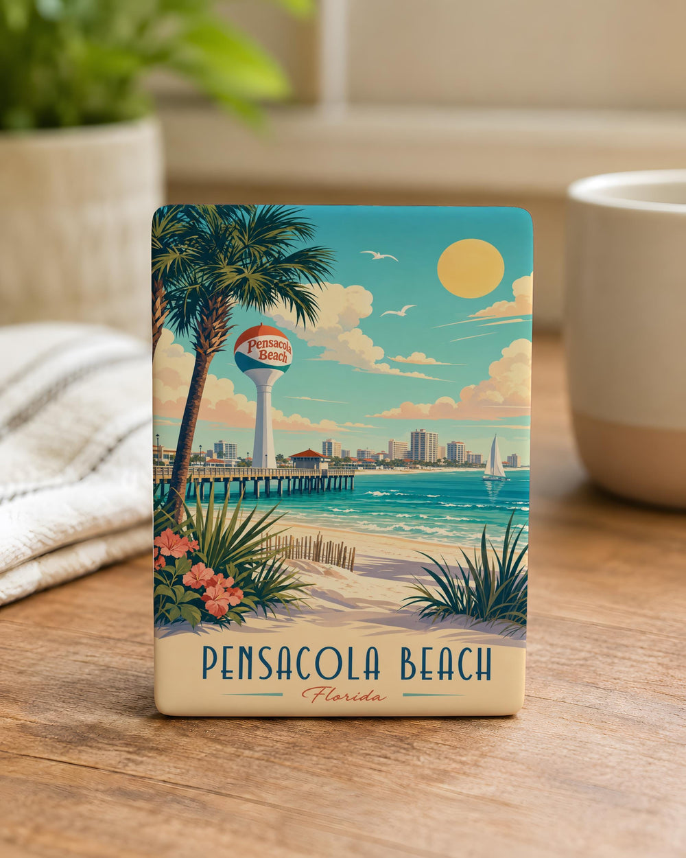 Pensacola Beach Fridge Magnet, Florida Gulf Coast Souvenir Magnet, Beach Vacation Travel Keepsake, Coastal Decor Magnet