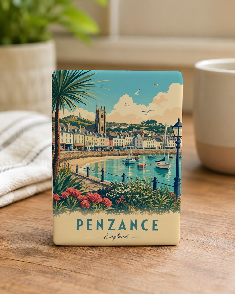 Penzance England Fridge Magnet, Penzance Cornwall Souvenir Magnet, Penzance Seaside Travel Gift, UK Coastal Town Magnet