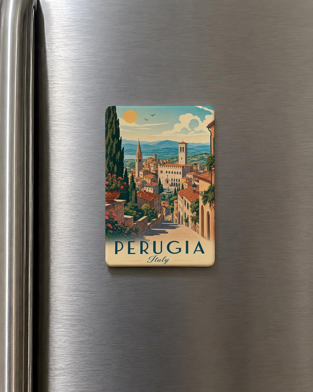 Perugia Italy Fridge Magnet, Perugia Souvenir Magnet, Umbria Travel Gift, Italian City Landmark Magnet, Italy Vacation Keepsake
