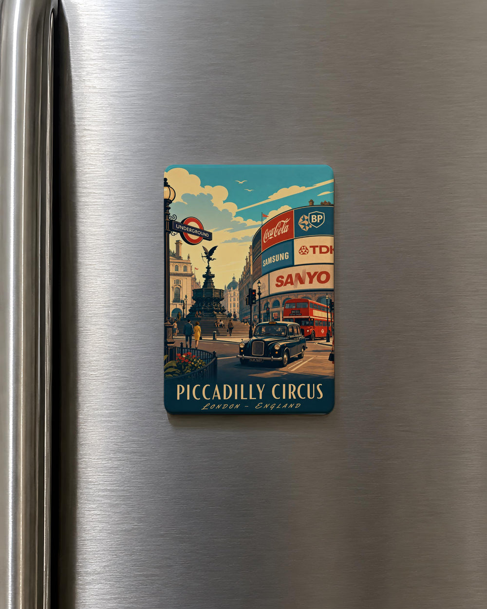 Piccadilly Circus London Fridge Magnet, Iconic City Landmark Souvenir Magnet, UK Travel Keepsake Refrigerator Magnet