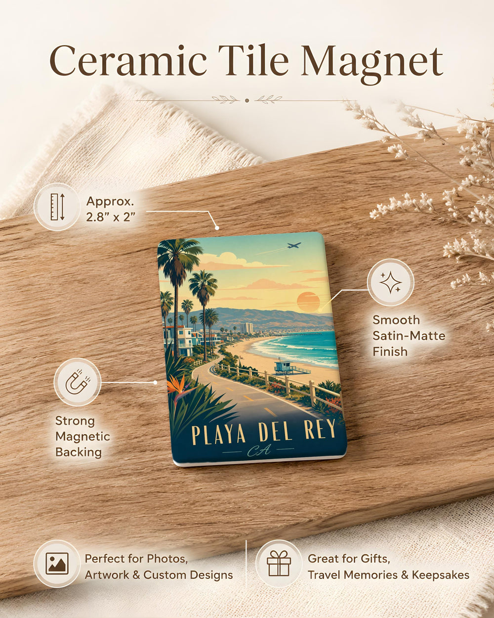 Playa del Rey CA Fridge Magnet, Playa del Rey California Souvenir Magnet, Los Angeles Beach Neighborhood Travel Keepsake Magnet