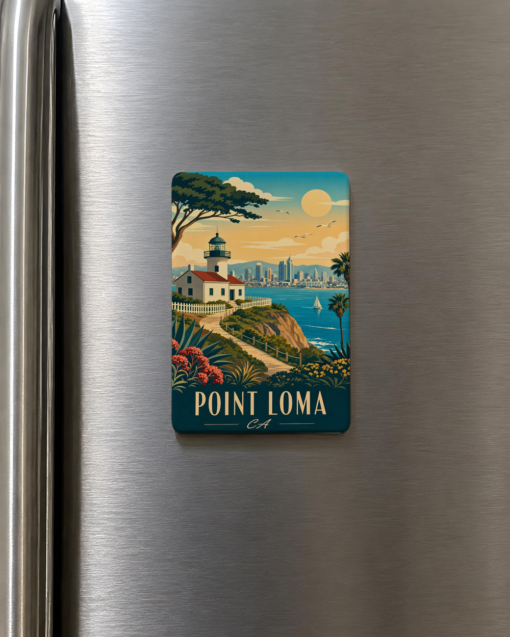 Point Loma CA Fridge Magnet, San Diego California Souvenir Magnet, Point Loma Peninsula Travel Gift, Coastal Landmark Magnet