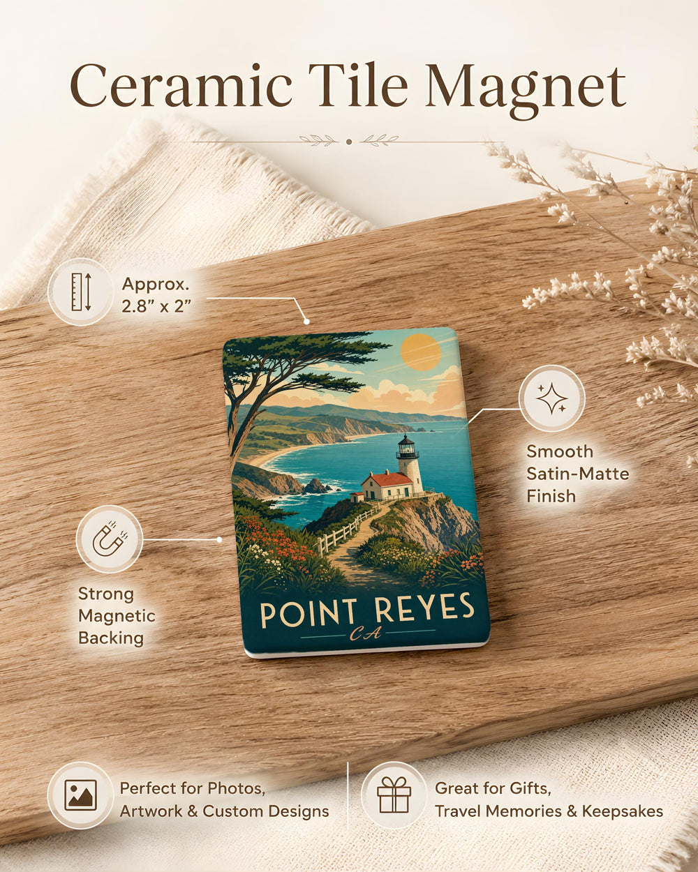 Point Reyes California Fridge Magnet, Coastal Peninsula Landmark Souvenir, Marin County Travel Keepsake Gift
