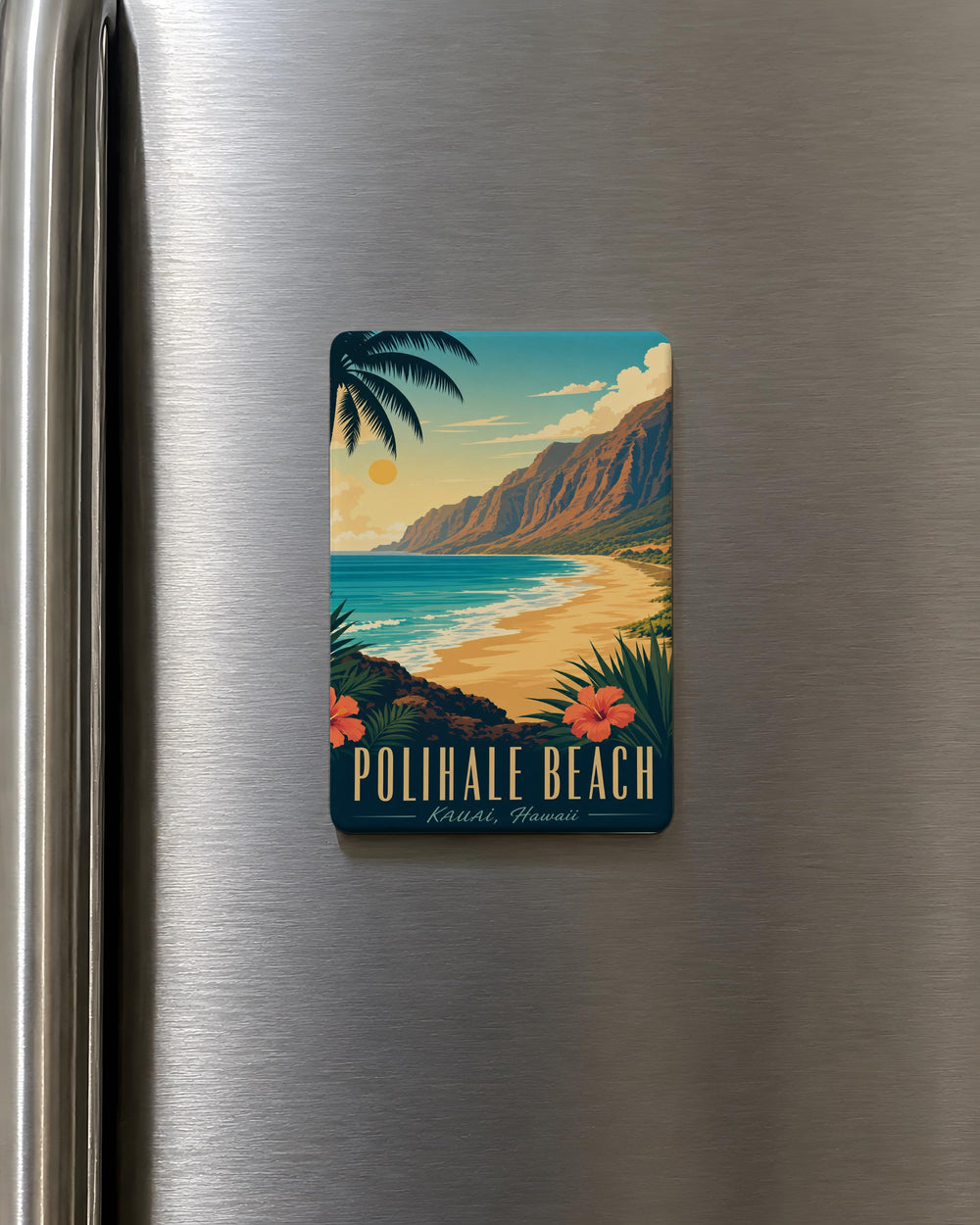 Polihale Beach Fridge Magnet, Kauai Hawaii Coastal Shoreline Souvenir, Ocean Waves and Sandy Beach Decor Gift