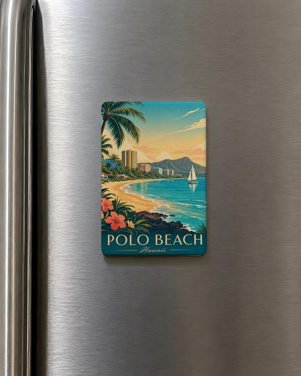 Polo Beach Fridge Magnet, Maui Hawaii Coastal Souvenir, Beach Lover Gift, Ocean Vacation Keepsake, Tropical Island Decor