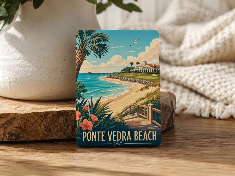 Ponte Vedra Beach Florida Fridge Magnet, Ponte Vedra Beach FL Souvenir Magnet, Beach Town Travel Gift, Coastal Vacation Keepsake