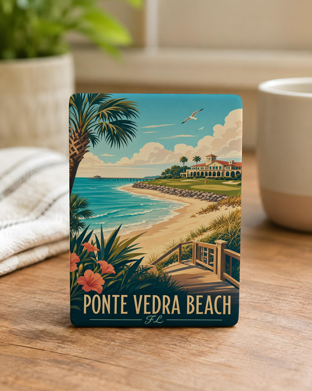 Ponte Vedra Beach Florida Fridge Magnet, Ponte Vedra Beach FL Souvenir Magnet, Beach Town Travel Gift, Coastal Vacation Keepsake