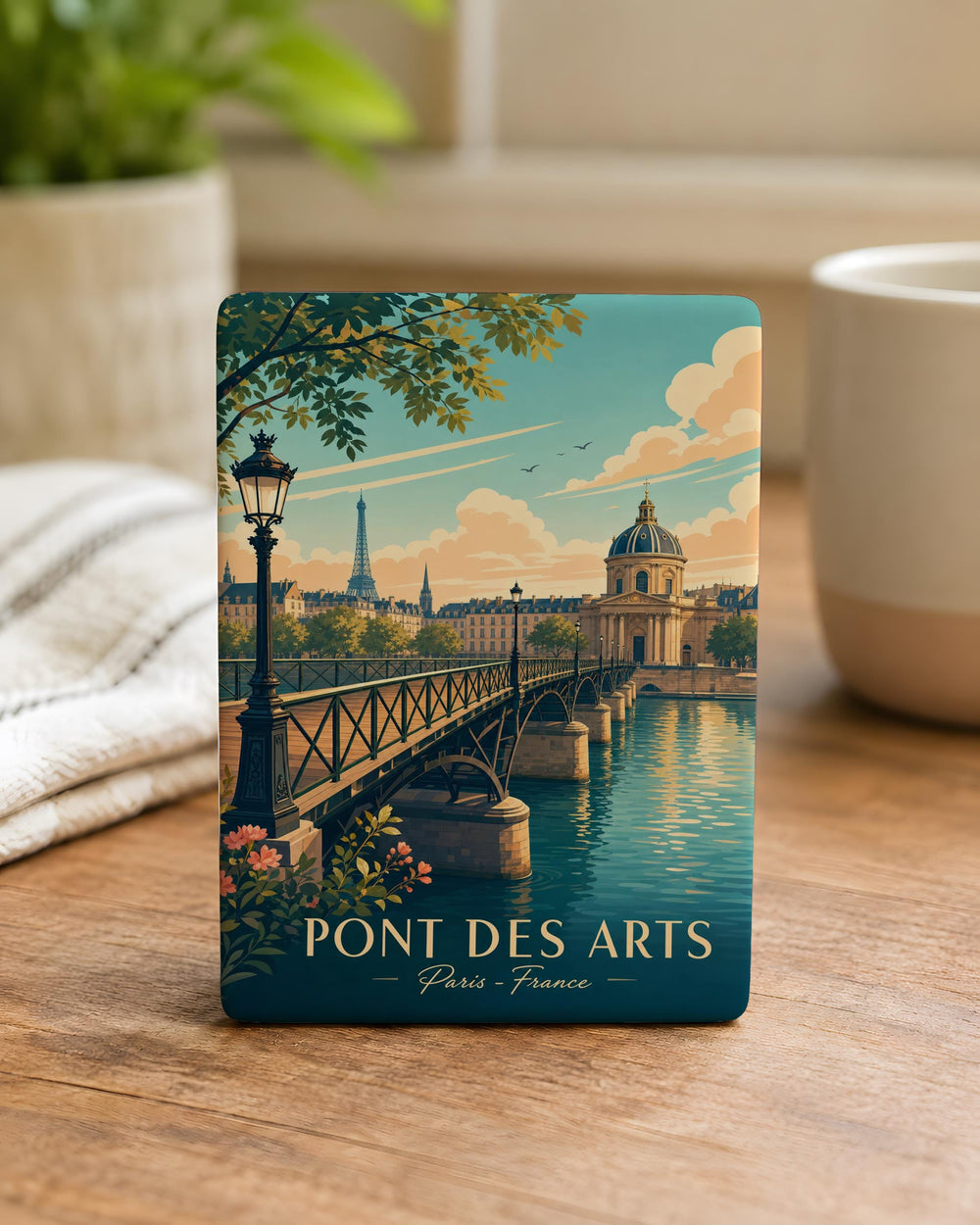 Pont des Arts Paris Fridge Magnet, Seine River Bridge Landmark Souvenir Magnet, Paris France Travel Keepsake Magnet
