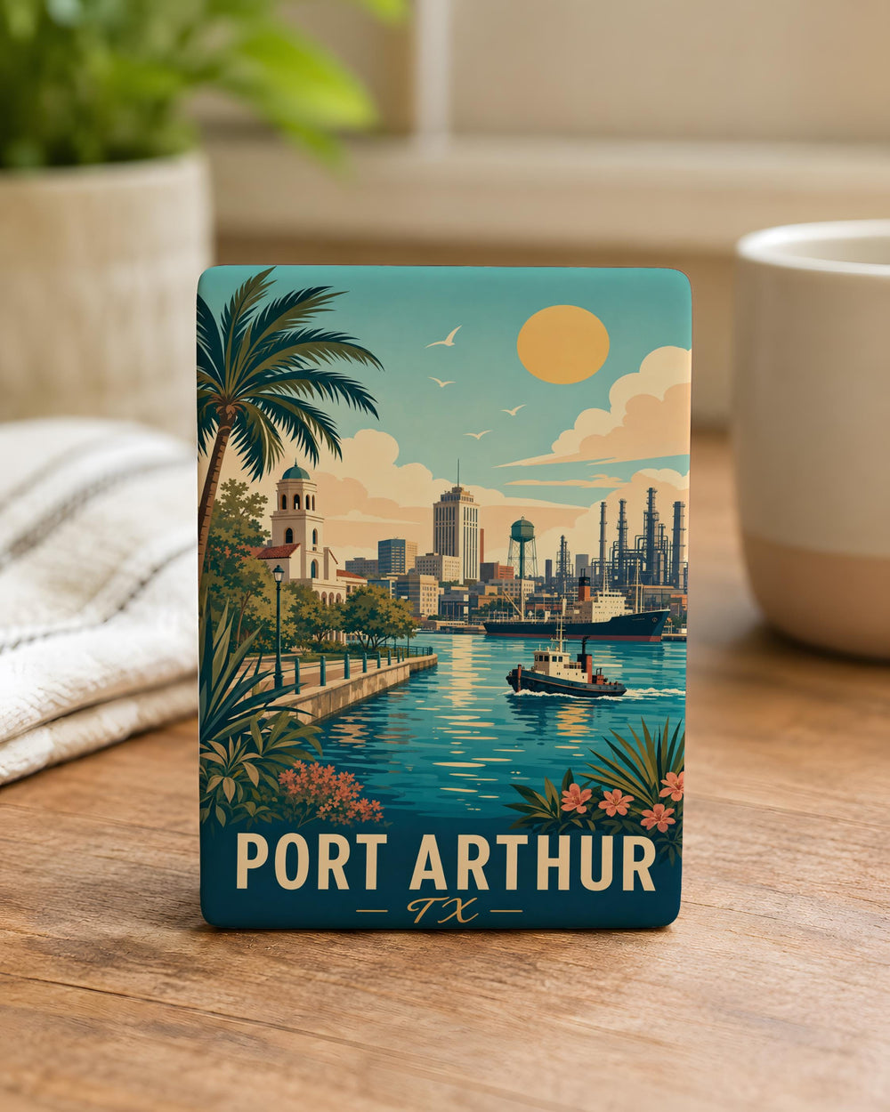 Port Arthur Texas Fridge Magnet, Port Arthur TX Souvenir Magnet, Gulf Coast Travel Keepsake Magnet, Texas Gift Magnet