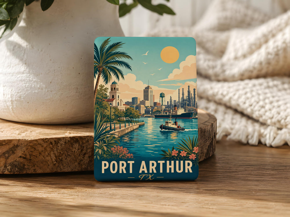 Port Arthur Texas Fridge Magnet, Port Arthur TX Souvenir Magnet, Gulf Coast Travel Keepsake Magnet, Texas Gift Magnet