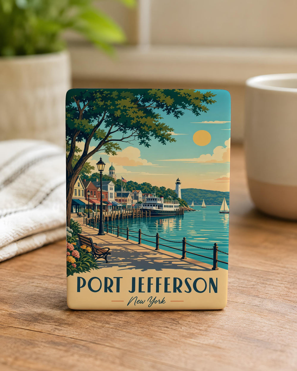 Port Jefferson NY Fridge Magnet, Port Jefferson New York Souvenir Magnet, Long Island Travel Gift, Harbor Town Keepsake Magnet