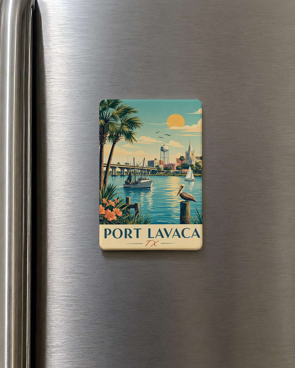 Port Lavaca TX Fridge Magnet, Port Lavaca Texas Souvenir Magnet, Coastal Town Travel Gift, Gulf Coast Keepsake Magnet