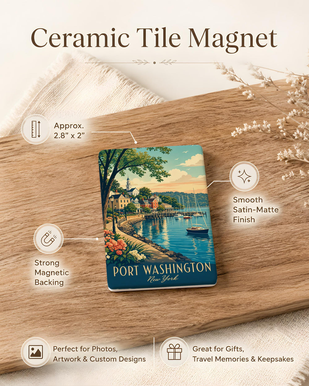 Port Washington NY Fridge Magnet, Port Washington New York Souvenir Magnet, Long Island Travel Keepsake Magnet