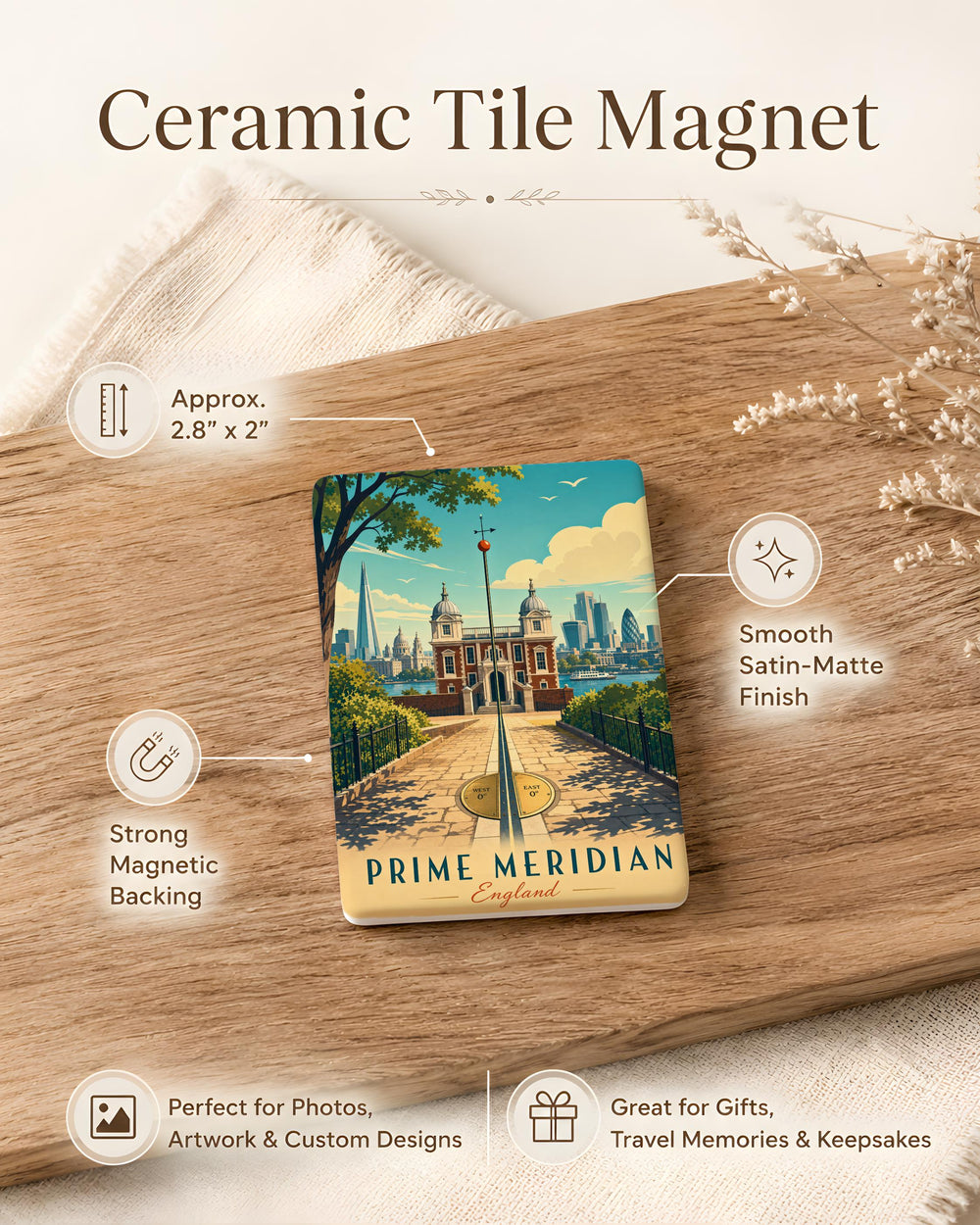 Prime Meridian Fridge Magnet, Greenwich Longitude Line Souvenir Magnet, Geography Map Coordinate Gift
