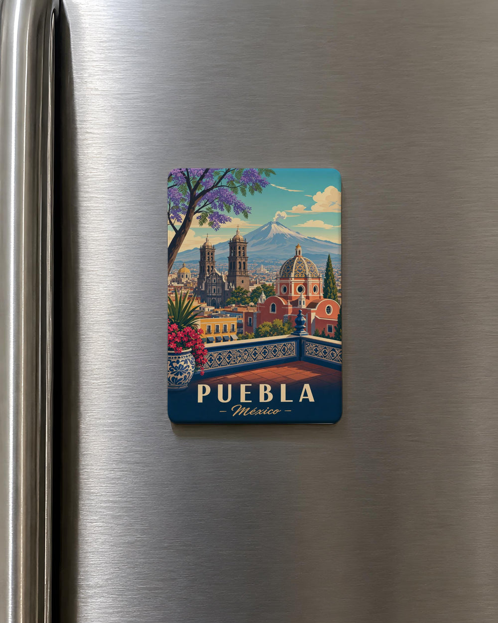 Puebla Mexico Fridge Magnet, Puebla City Souvenir Magnet, Puebla Travel Keepsake, Mexico Landmark Refrigerator Magnet