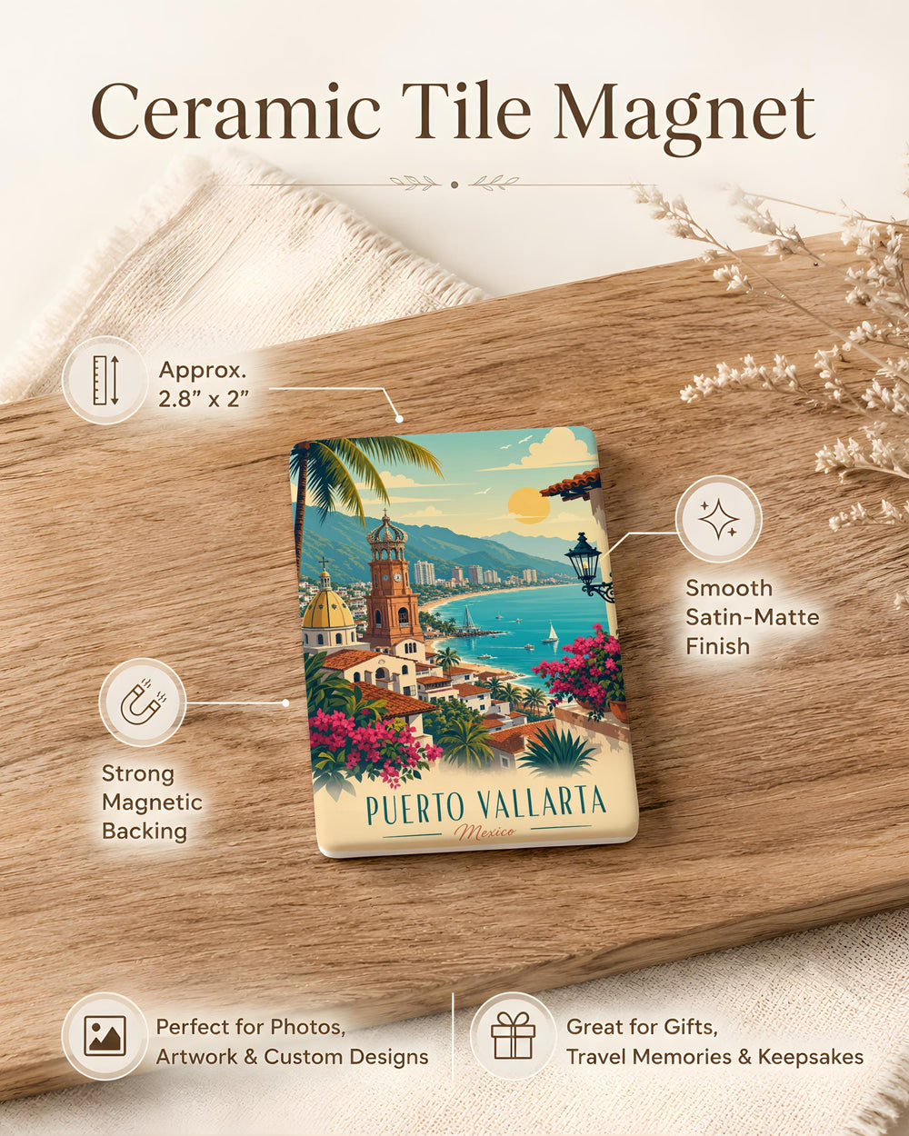 Puerto Vallarta Mexico Fridge Magnet, Puerto Vallarta Souvenir Magnet, Mexico Travel Gift, Puerto Vallarta Vacation Keepsake