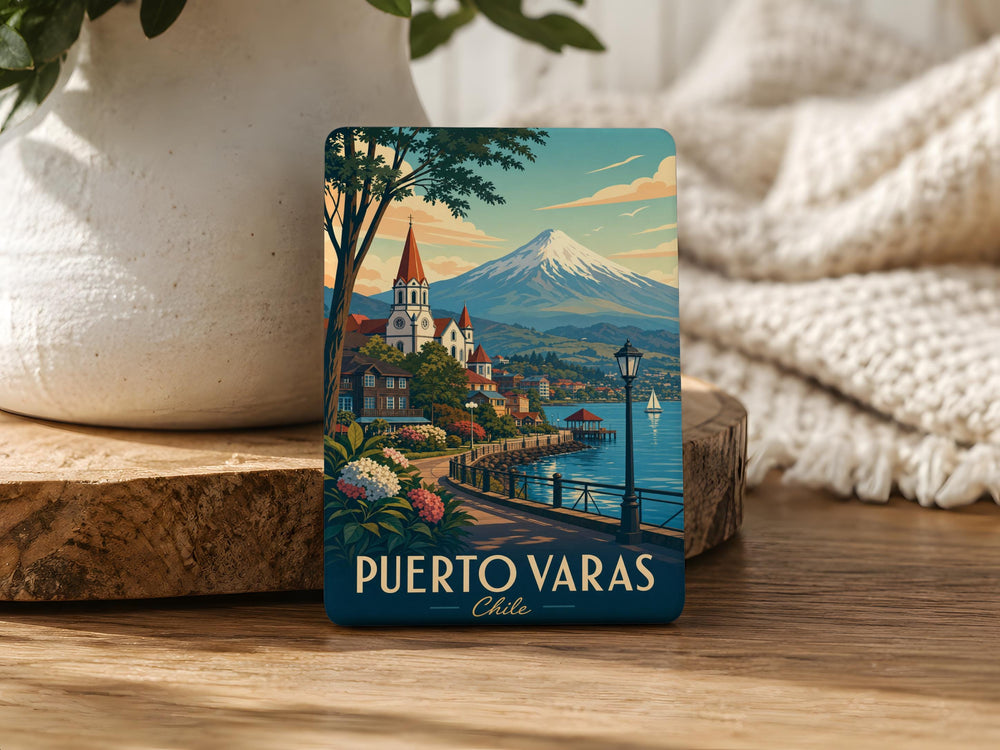 Puerto Varas Chile Fridge Magnet, Lake Llanquihue Souvenir, Osorno Volcano Landmark Travel Keepsake Gift