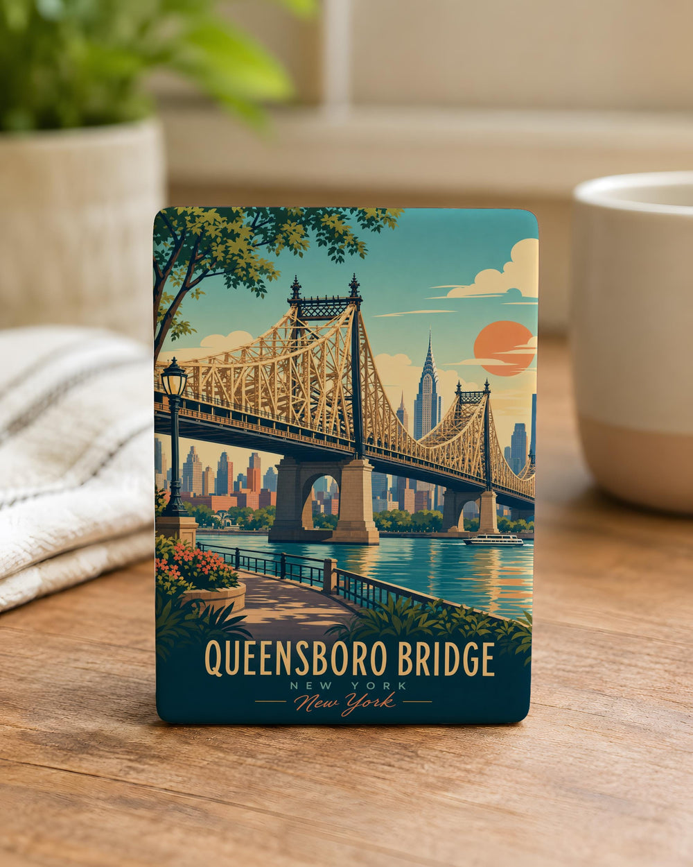 Queensboro Bridge Fridge Magnet, New York City Landmark Souvenir, NYC Bridge Travel Gift, Manhattan Queens Connector Magnet