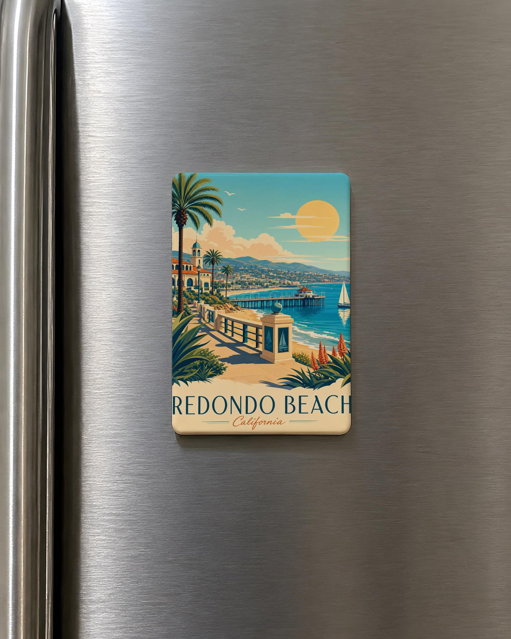 Redondo Beach CA Fridge Magnet, Redondo Beach California Souvenir Magnet, Beach Town Travel Keepsake Magnet