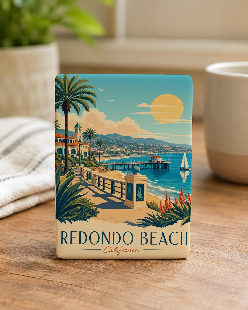 Redondo Beach CA Fridge Magnet, Redondo Beach California Souvenir Magnet, Beach Town Travel Keepsake Magnet