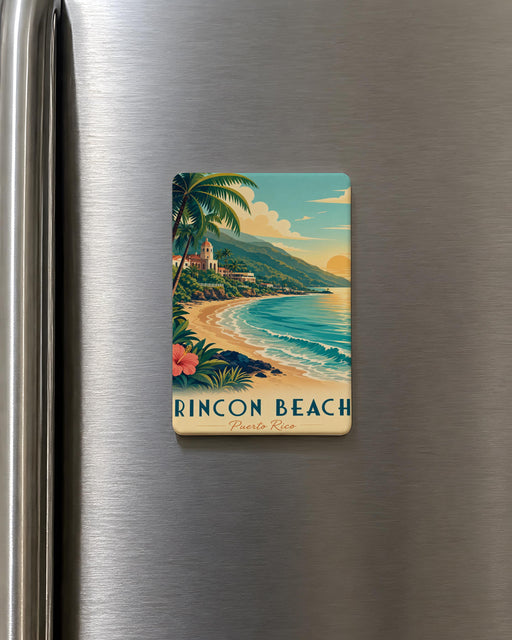 Rincon Beach Fridge Magnet, California Surf Spot Souvenir, Coastal Beach Town Keepsake, Ocean Wave & Surfboard Decor