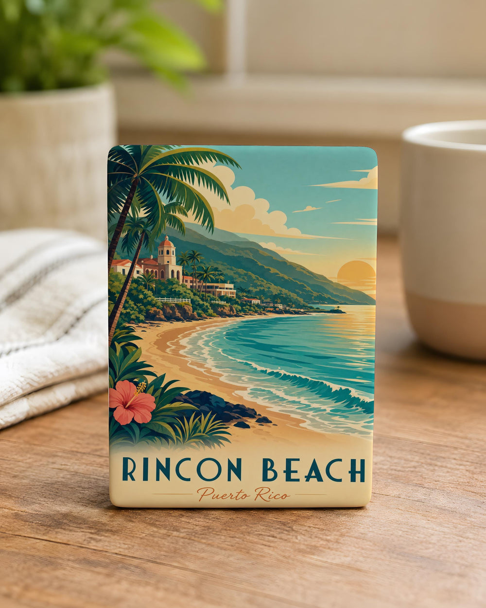 Rincon Beach Fridge Magnet, California Surf Spot Souvenir, Coastal Beach Town Keepsake, Ocean Wave & Surfboard Decor