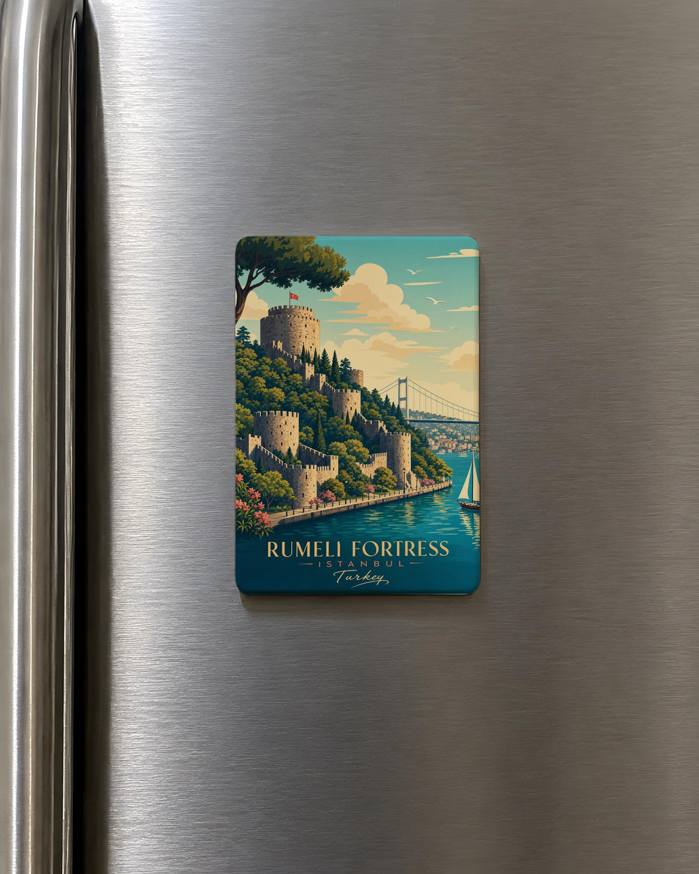 Rumeli Fortress Fridge Magnet, Istanbul Landmark Souvenir, Bosphorus Castle Travel Keepsake Magnet