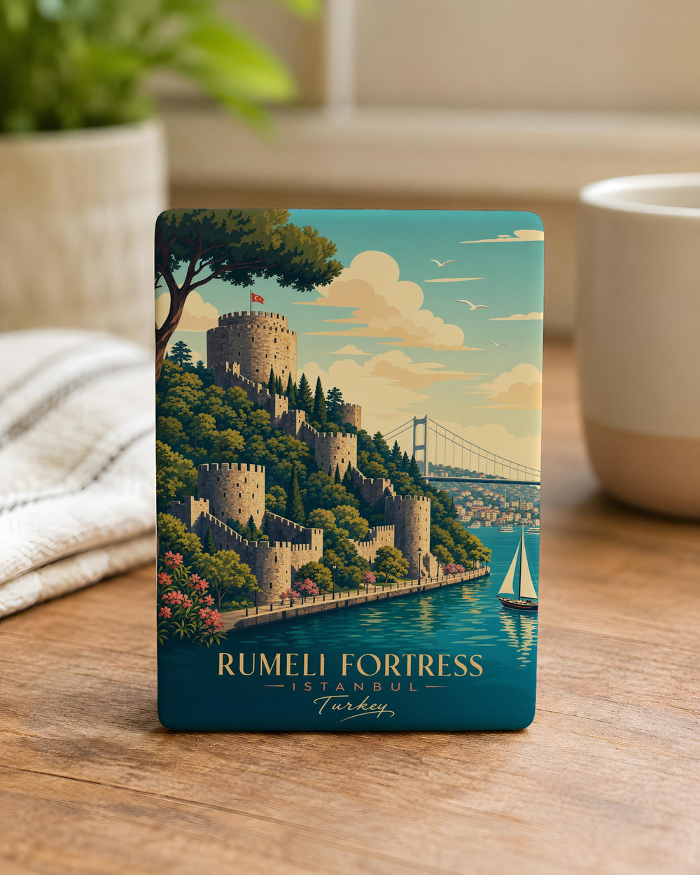 Rumeli Fortress Fridge Magnet, Istanbul Landmark Souvenir, Bosphorus Castle Travel Keepsake Magnet