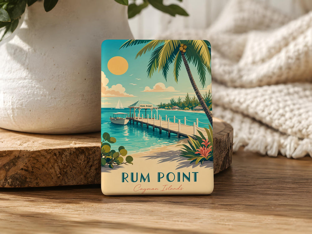 Rum Point Fridge Magnet, Cayman Islands Souvenir Magnet, Rum Point Beach Travel Keepsake, Island Vacation Refrigerator Magnet
