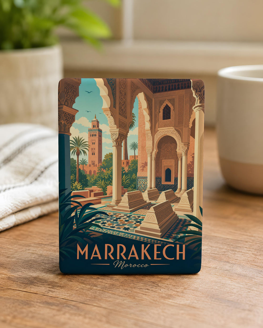 Saadian Tombs Fridge Magnet, Marrakech Morocco Landmark Souvenir, Historic Mausoleum Travel Keepsake Magnet