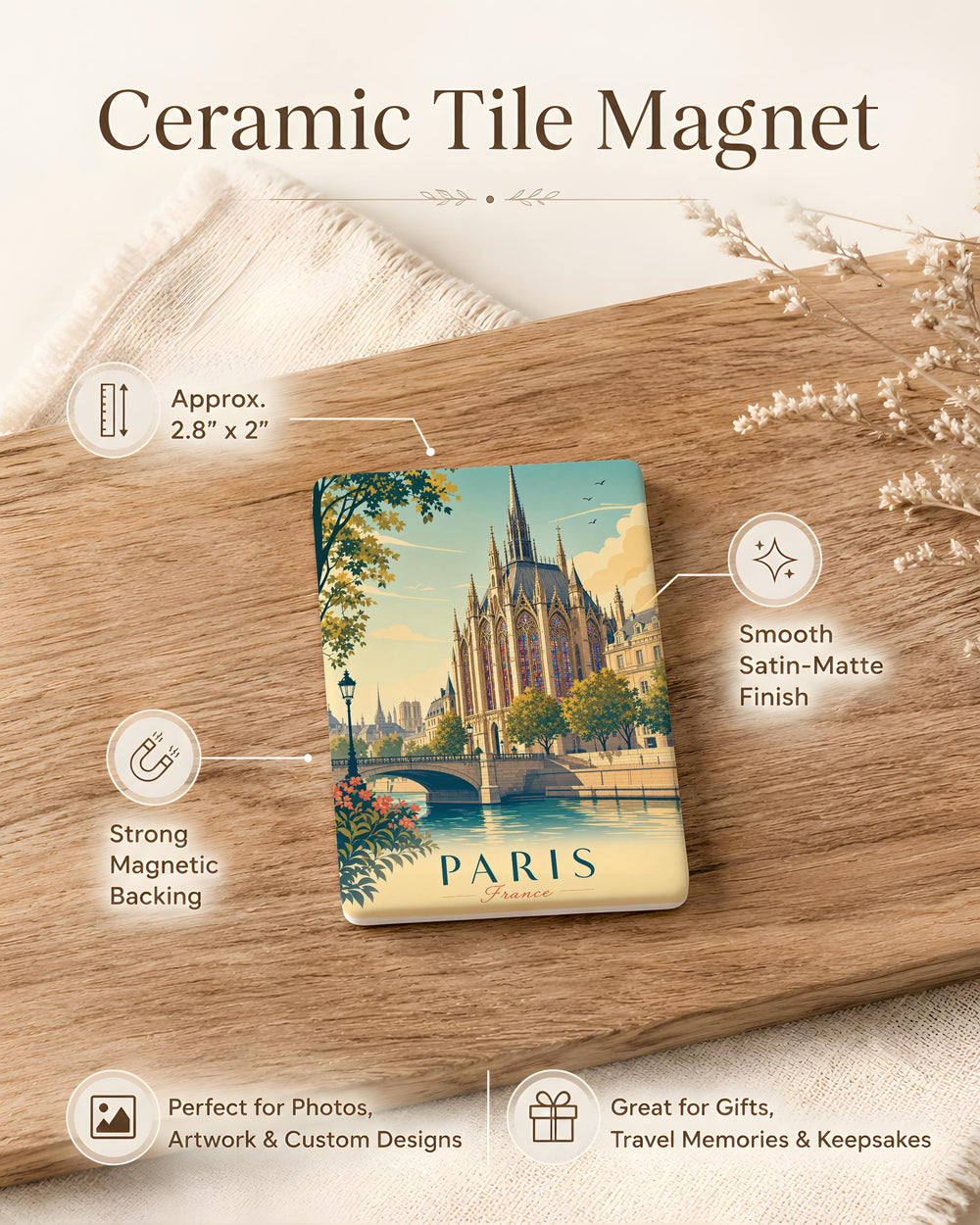 Sainte-Chapelle Fridge Magnet, Paris Cathedral Landmark Souvenir Magnet, Gothic Chapel Architecture Refrigerator Magnet