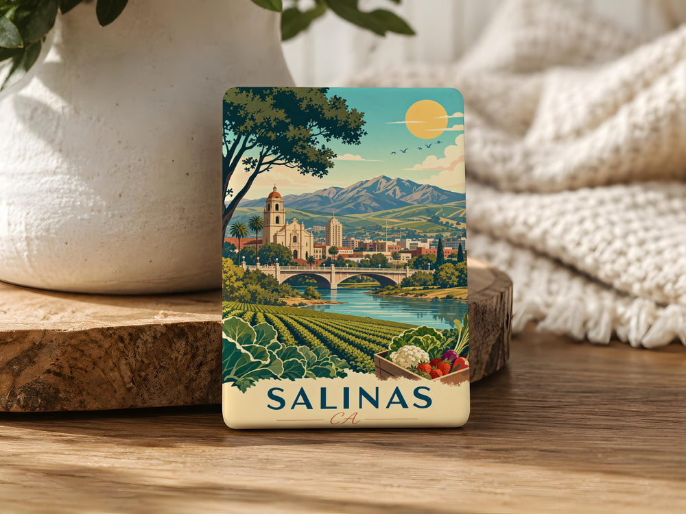 Salinas CA Fridge Magnet, Salinas California Souvenir Magnet, Salinas City Travel Gift, California Central Coast Keepsake Magnet