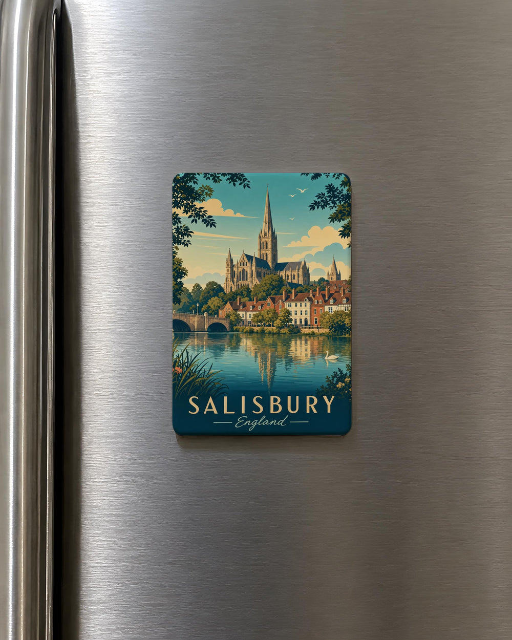 Salisbury England Fridge Magnet, Salisbury Cathedral Landmark Souvenir, Wiltshire UK Travel Keepsake Magnet