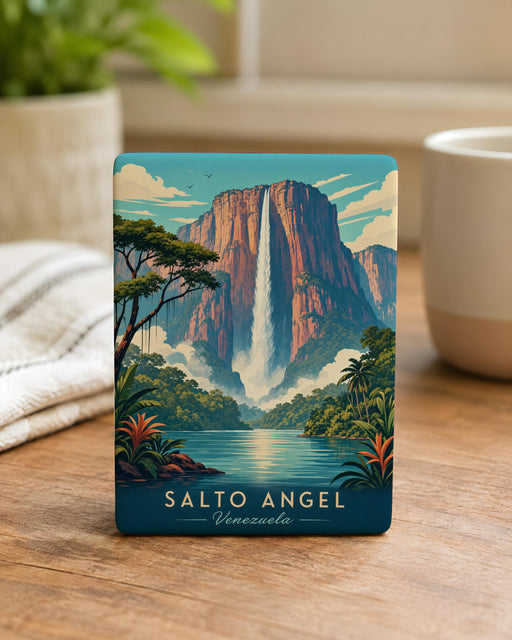 Salto Angel Waterfall Fridge Magnet, Angel Falls Venezuela Souvenir Magnet, Canaima National Park Travel Keepsake Magnet